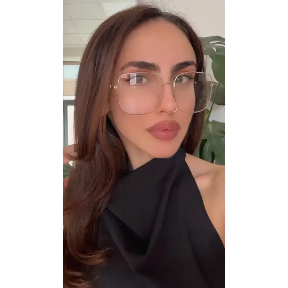 NEW Gucci GG0445O Gold Metal Oversized Square Frames